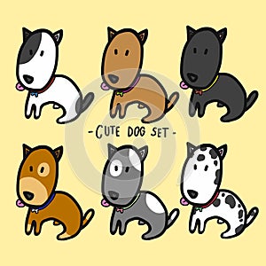 Cute dogs set cartoon vector illustration