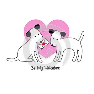 Cute dogs valentine vector illustration
