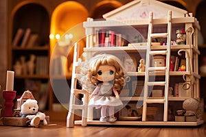 Cute Dollhouse Storytime for dolls fantasy Background photo