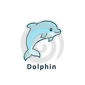 Cute dolphin cartoon. Vector illustration of a sea animal.