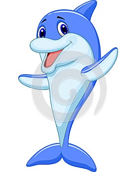 Cute dolphin cartoon waving