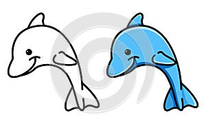 Cute dolphin coloring page for kids