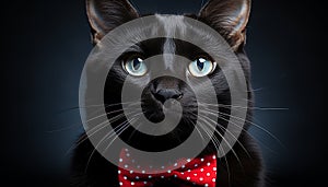 Cute domestic cat and playful kitten staring at camera generated by AI