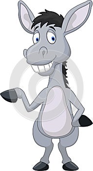 Cute donkey cartoon waving hand