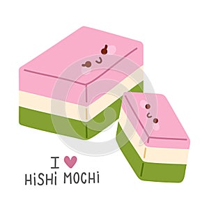 Cute  doodle asian food hishi mochi