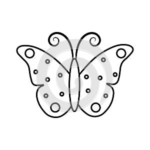 Cute doodle buttefly. Vector linear illustration