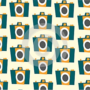 Photo camera vector colorful flat seamless pattern