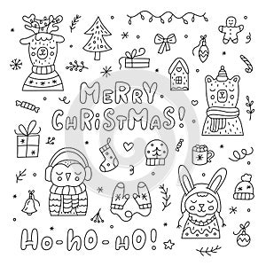 Cute doodle Christmas set