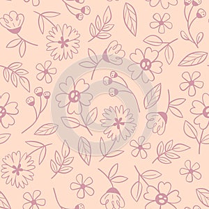 Cute Doodle Floral Seamless Pattern