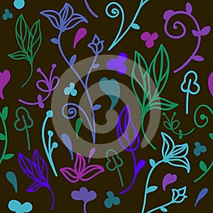 Cute doodle floral seamless pattern