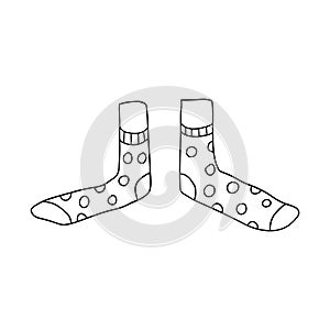 Cute doodle foots with socks of polka dot ornament