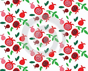Cute doodle pomegranate seamless pattern