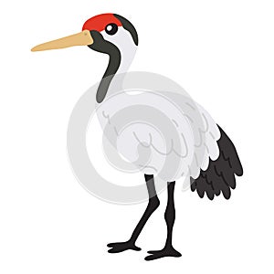 cute doodle red-crowned crane