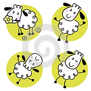 Cute doodle sheep set