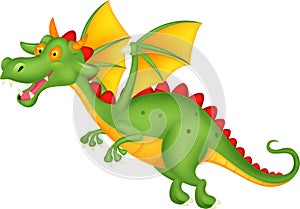 Cute dragon cartoon flying