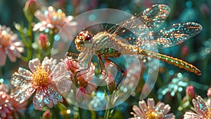 cute dragonfly, design flower fragility imagination