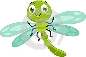 Cute Dragonfly Insect Cartoon Character Flying