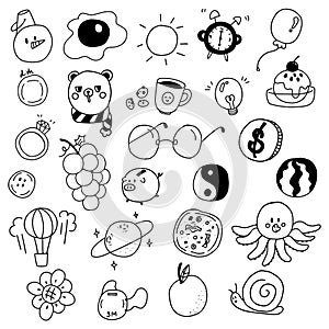 Cute Drawing Circle Shape Doodles Set