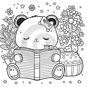 Cute drawings to color: bear, night owl and girl with flowers. Cute drawings, night owl, girl with flowers