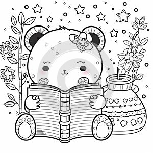 Cute drawings to color: bear, night owl and girl with flowers. Cute drawings, night owl, girl with flowers