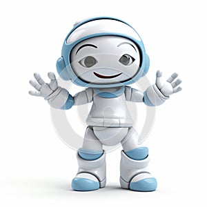 Cute And Dreamy 3d Render Robot With White And Blue