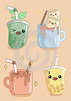 cute drink character mascot vector illustration