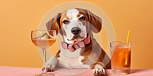 cute drunk dog drinking a cocktail generative AI