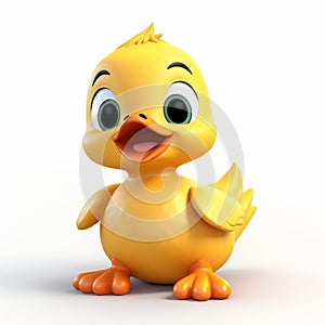 Cute Duck 3d Clay Render - Joyful And Optimistic Little Duck Cartoon