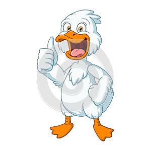 Cute duck cartoon giving a thumb up