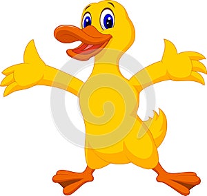 Cute duck cartoon waving