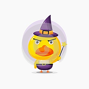 Cute duck with hat and magic wand
