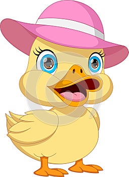 cute duck wearing a hat cartoon