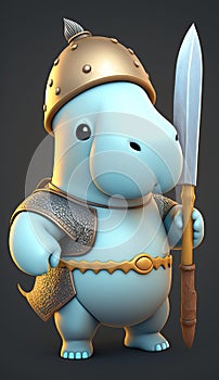 Cute Dugong Animal Warrior 3D Game Model Generative AI