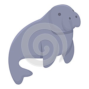 Cute dugong icon cartoon vector. Sea manatee