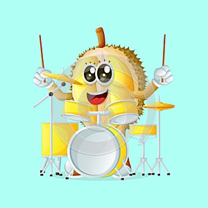 Cute durian character playing musical instrument