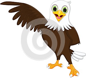 Cute eagle cartoon waving