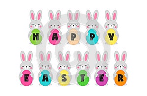 Cute Easter banner with lovely bunnies for your decoration
