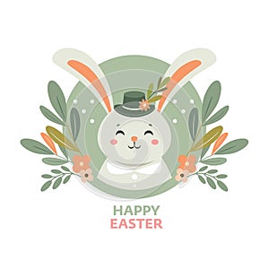 Cute Easter bunnies . Happy Easter card design