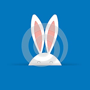 Cute Easter bunny in blue background illustration.
