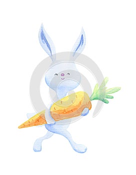 Cute Easter bunny with carrot