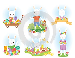 Cute Easter bunny clipart set