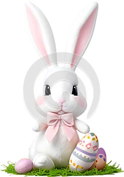 A cute Easter bunny with egg clipart.