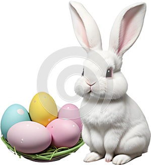 A cute Easter bunny with egg clipart.