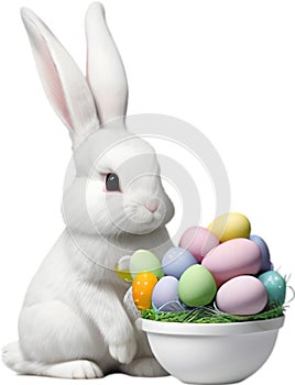 A cute Easter bunny with egg clipart.