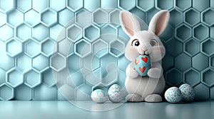 Cute Easter bunny with eggs