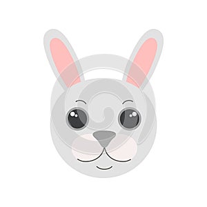 Cute Easter bunny face, head portrait of baby white rabbit