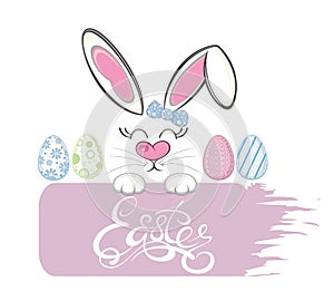 Cute easter bunny. Greeting  Easter card