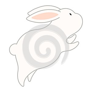 Cute Easter bunny, rabbit, hare jumping cartoon character illustration.