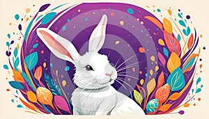 Cute easter buny card with copy space photo