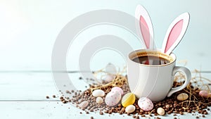 Cute easter coffee with beans